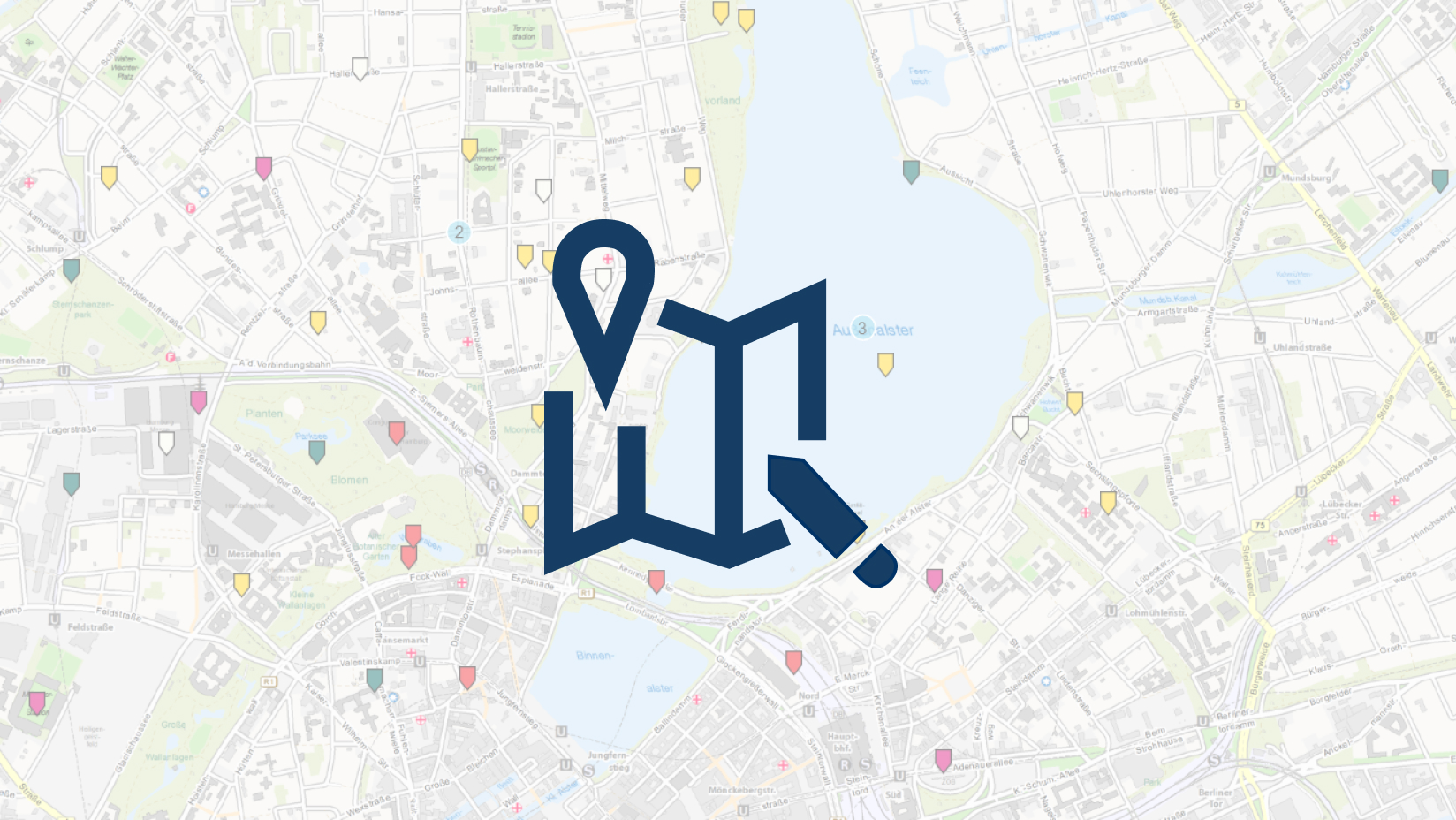 Screenshot Karte mit Pins und Icon