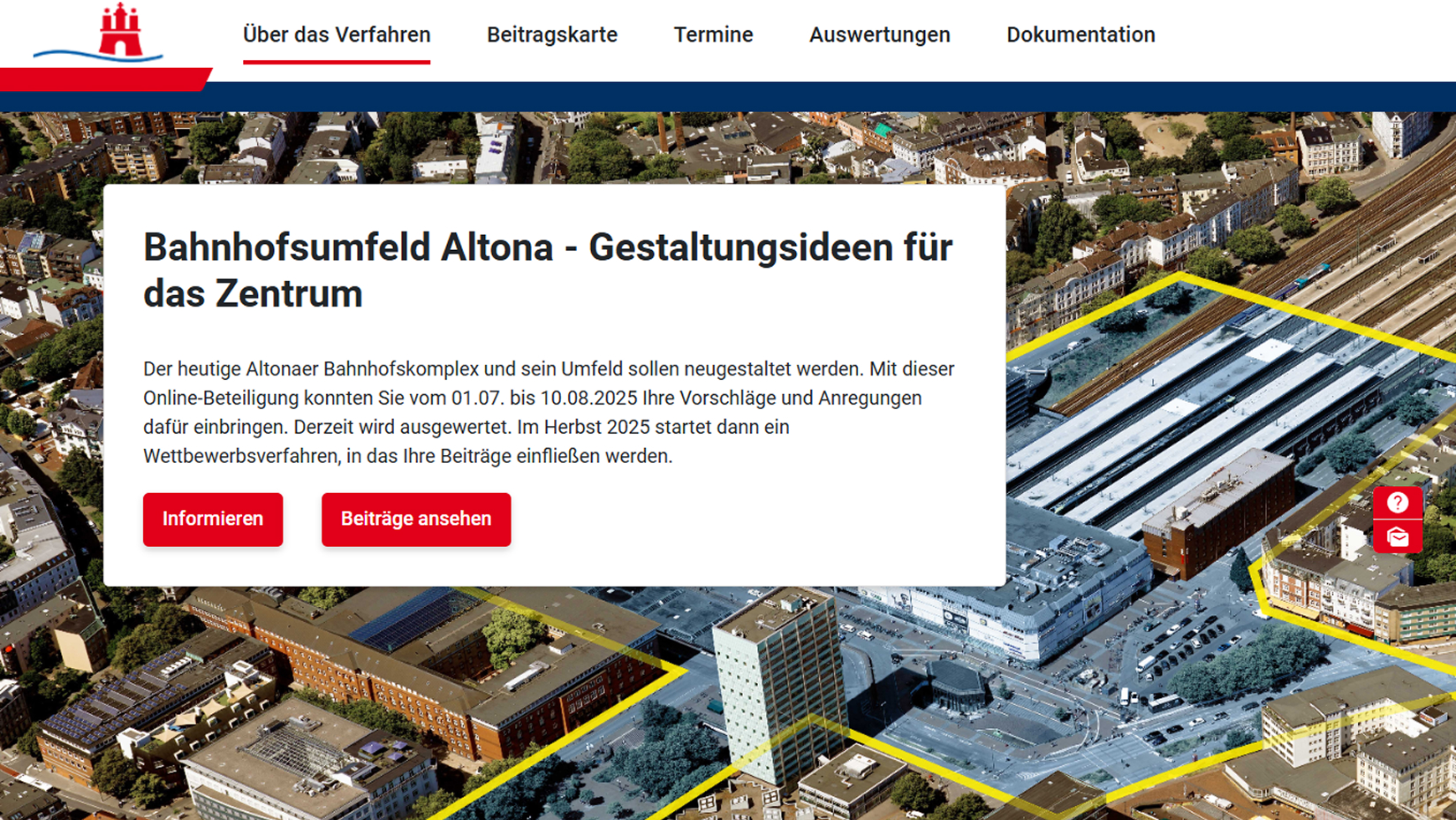 Screenshot Homepage DIPAS Trainstation Altona