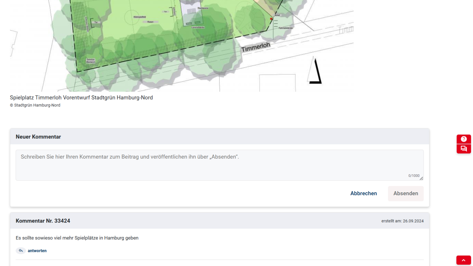 Screenshot commenting on a plan