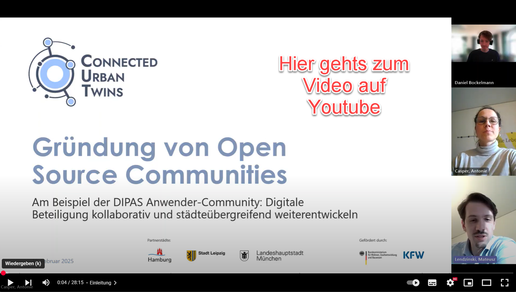 Screenshot mit Link zum Youtube Video - Gründung von Open Source Communities